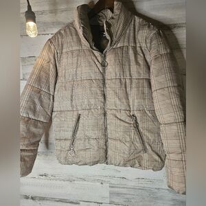 Slate and Willow Plaid Puffer Jacket Womens Size Small nwot